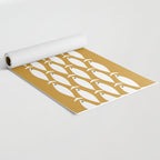 Fish Stripe 6 Minimalist Midcentury Modern Fish Pattern in White, Navy Blue, and Dark Mustard  Yoga Mat Gallery Image 2