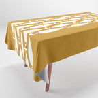 Fish Stripe 6 Minimalist Midcentury Modern Fish Pattern in White, Navy Blue, and Dark Mustard  Tablecloth Gallery Image 1