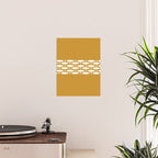 Fish Stripe 6 Minimalist Midcentury Modern Fish Pattern in White, Navy Blue, and Dark Mustard  Poster Gallery Image 2