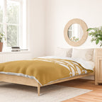 Fish Stripe 6 Minimalist Midcentury Modern Fish Pattern in White, Navy Blue, and Dark Mustard  Duvet Cover Gallery Image 2