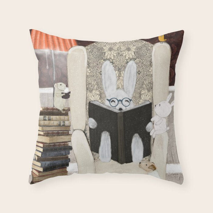 reading time Throw Pillow Gallery Image 6