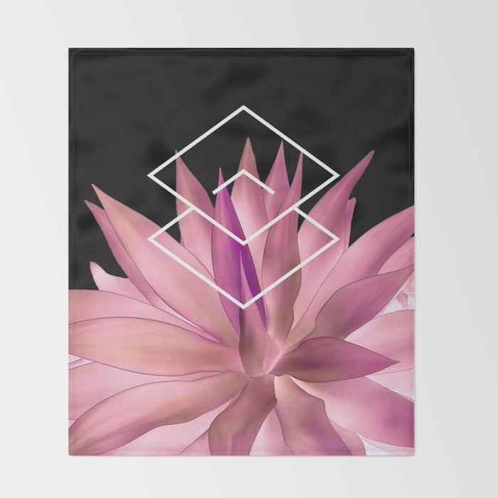 Agave geometrics III - pink Throw Blanket Gallery Image 2