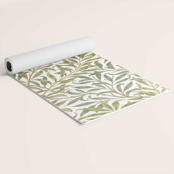 William Morris Willow Bough Green & White 1887 Yoga Mat Gallery Image 2