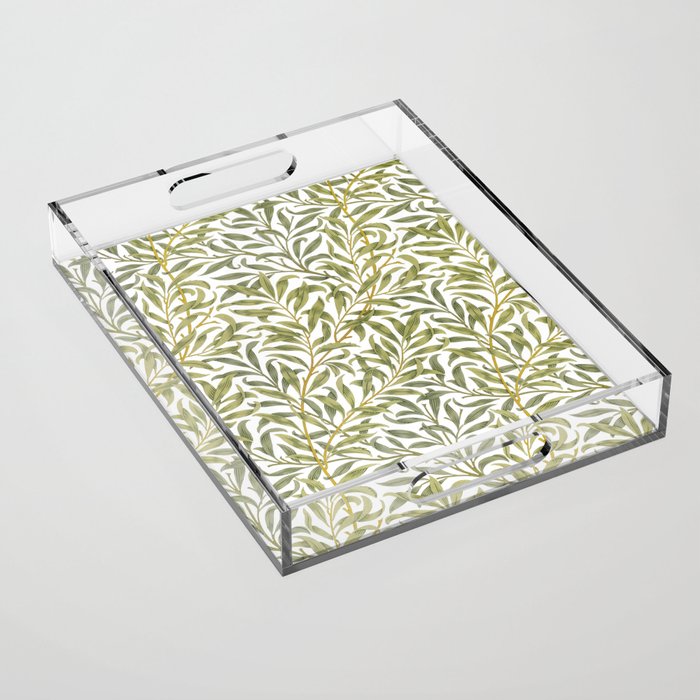 William Morris Willow Bough Green & White 1887 Acrylic Tray Gallery Image 1