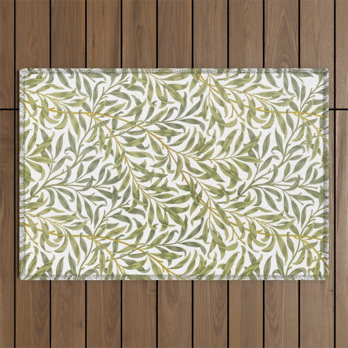 William Morris Willow Bough Green & White 1887 Outdoor Rug Gallery Image 1