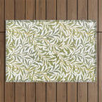 William Morris Willow Bough Green & White 1887 Outdoor Rug Gallery Image 1