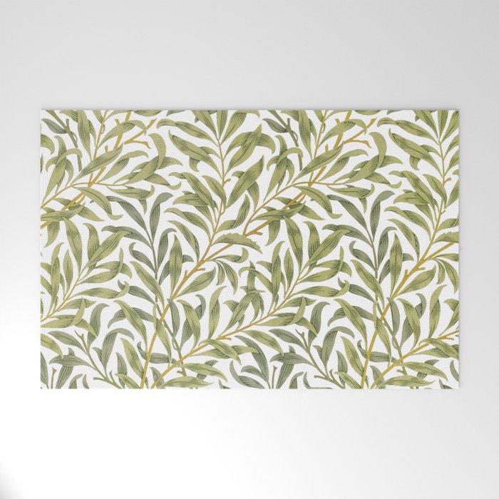 William Morris Willow Bough Green & White 1887 Welcome Mat Gallery Image 1