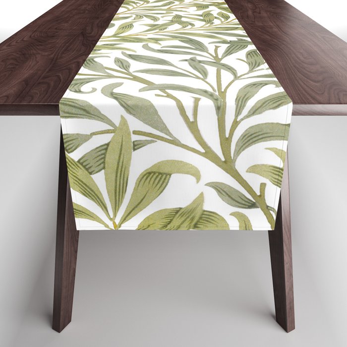 William Morris Willow Bough Green & White 1887 Table Runner Gallery Image 1