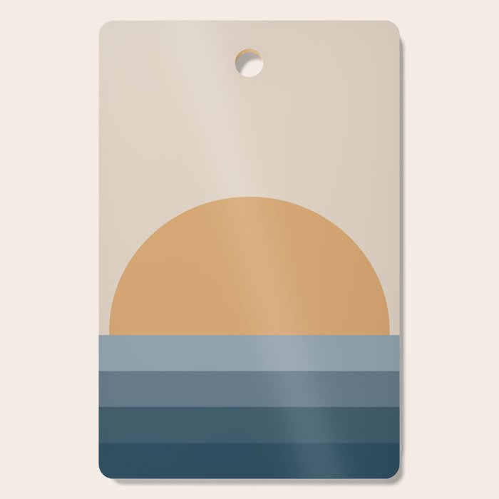 Minimal Retro Sunset Sunrise - Nautical Ocean Blue Cutting Board Gallery Image 1