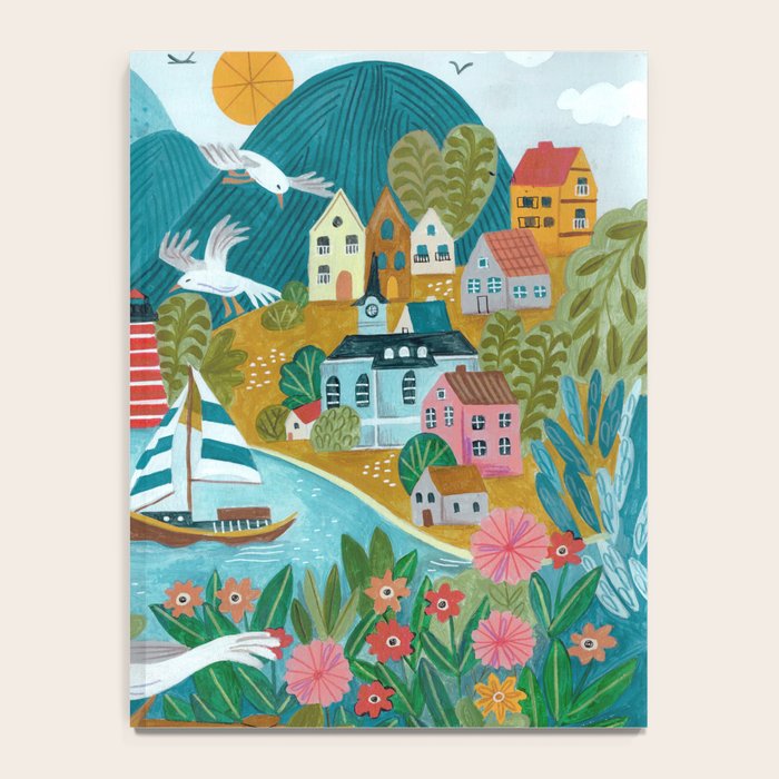 Coastal village sailing landscape Notebook Gallery Image 4