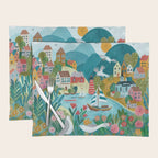 Coastal village sailing landscape Placemat Gallery Image 1