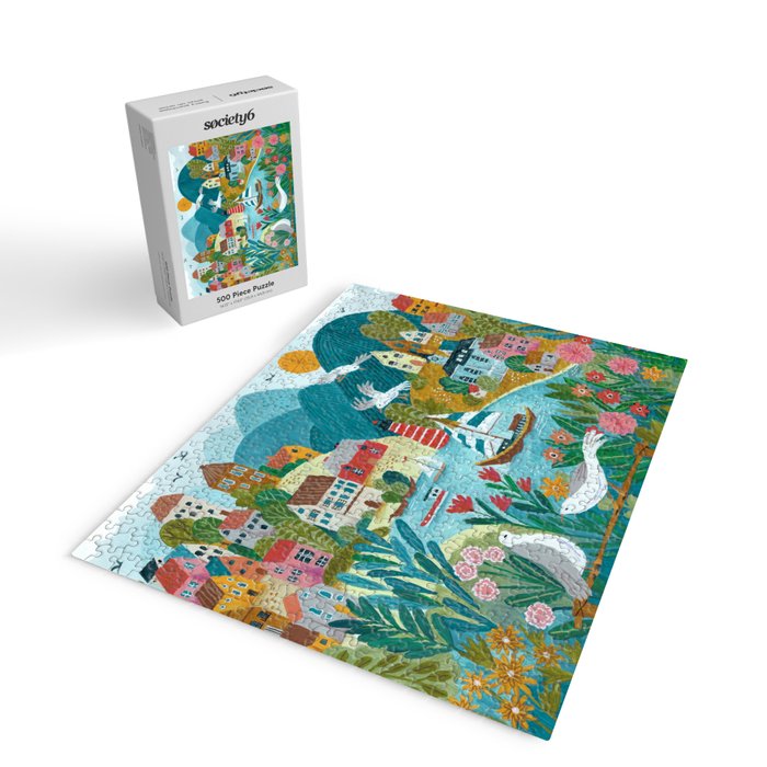 Coastal village sailing landscape Jigsaw Puzzle Gallery Image 2