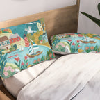 Coastal village sailing landscape Pillow Sham Gallery Image 2