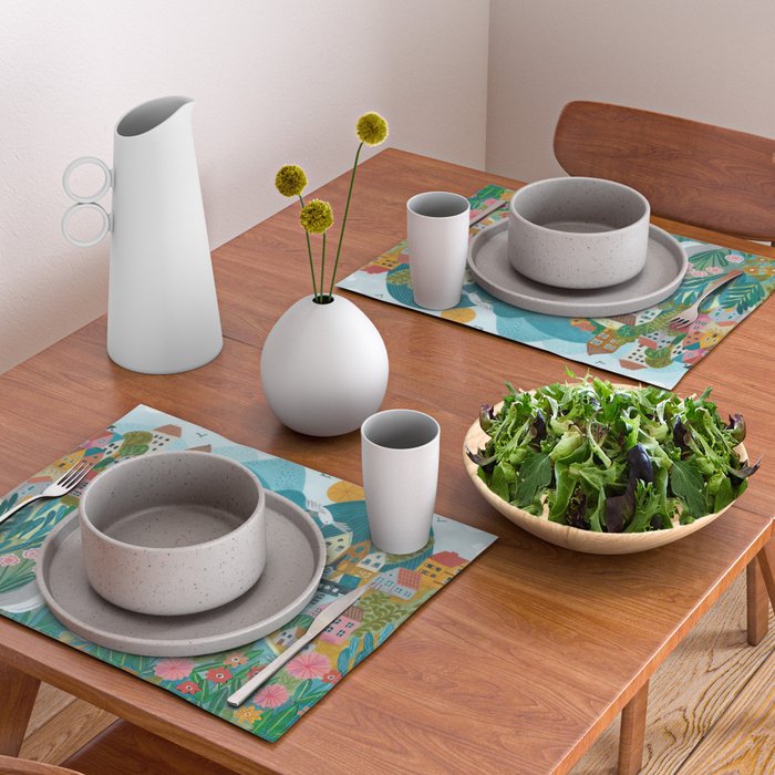 Coastal village sailing landscape Placemat Gallery Image 2