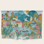 Coastal village sailing landscape Wall Hanging Gallery Image 1