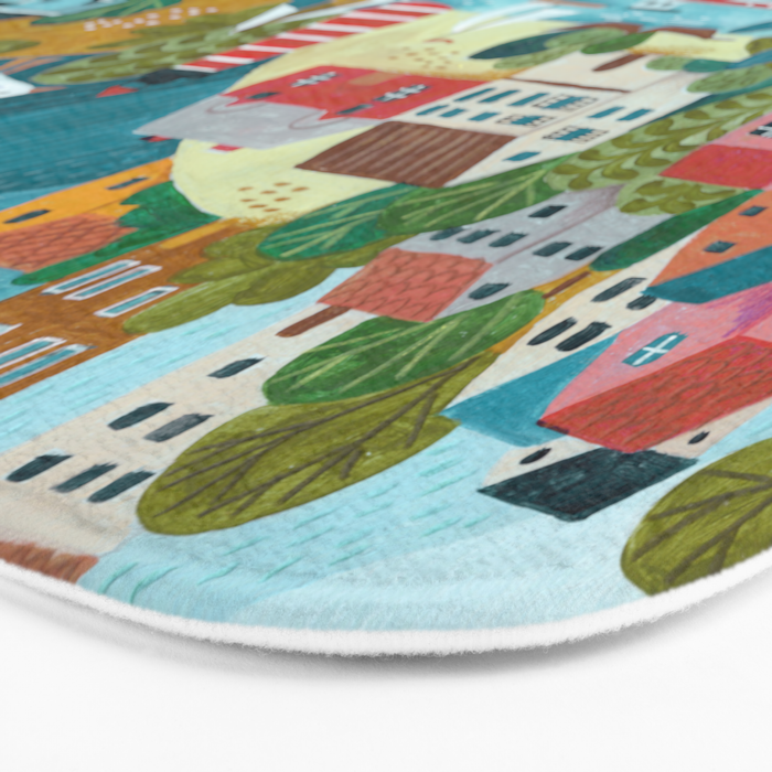 Coastal village sailing landscape Bath Mat Gallery Image 3