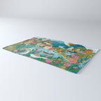 Coastal village sailing landscape Rug Gallery Image 3