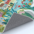 Coastal village sailing landscape Rug Gallery Image 4