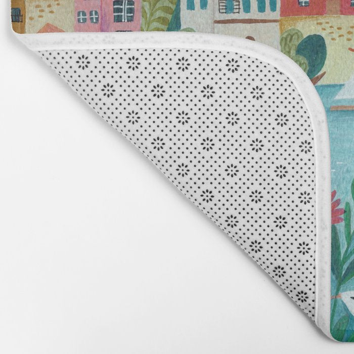 Coastal village sailing landscape Bath Mat Gallery Image 2