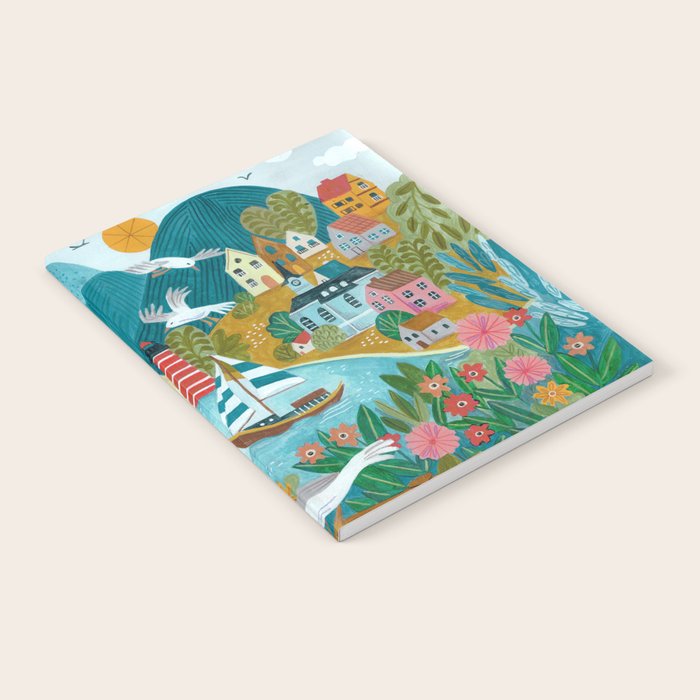Coastal village sailing landscape Notebook Gallery Image 1