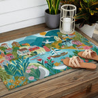 Coastal village sailing landscape Outdoor Rug Gallery Image 2