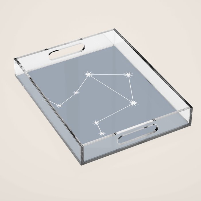 Libra Zodiac Star Constellation Line Art Blue Grey Acrylic Tray Gallery Image 1