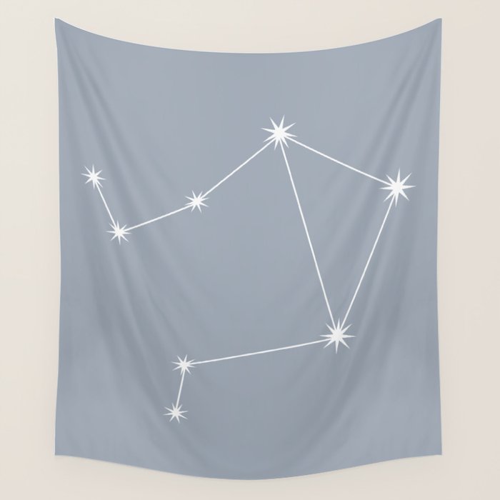 Libra Zodiac Star Constellation Line Art Blue Grey Wall Tapestry Gallery Image 4