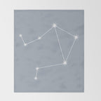 Libra Zodiac Star Constellation Line Art Blue Grey Throw Blanket Gallery Image 2