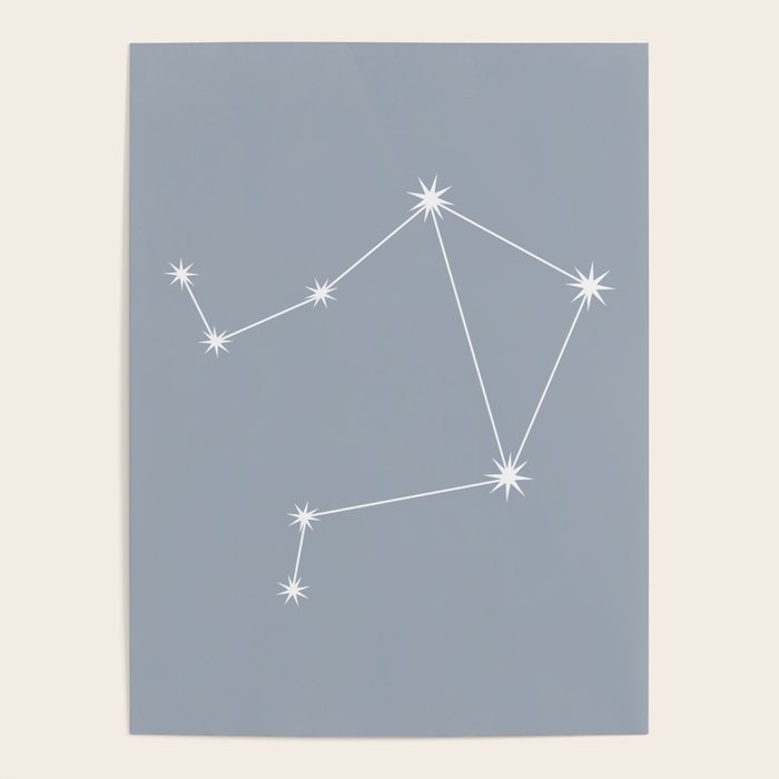 Libra Zodiac Star Constellation Line Art Blue Grey Poster Gallery Image 1