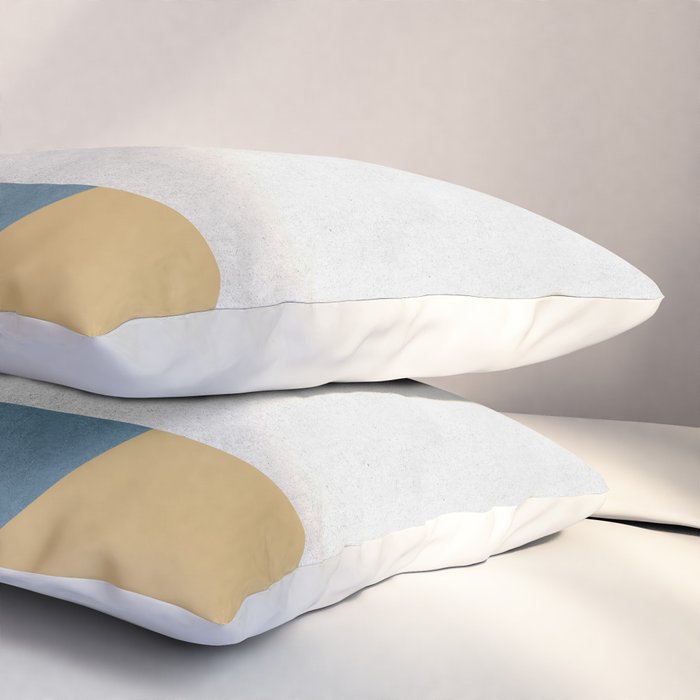 Halfmoon Colorblock - White Blue on Gold Pillow Sham Gallery Image 3