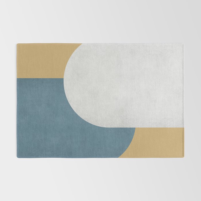 Halfmoon Colorblock - White Blue on Gold Rug Gallery Image 2