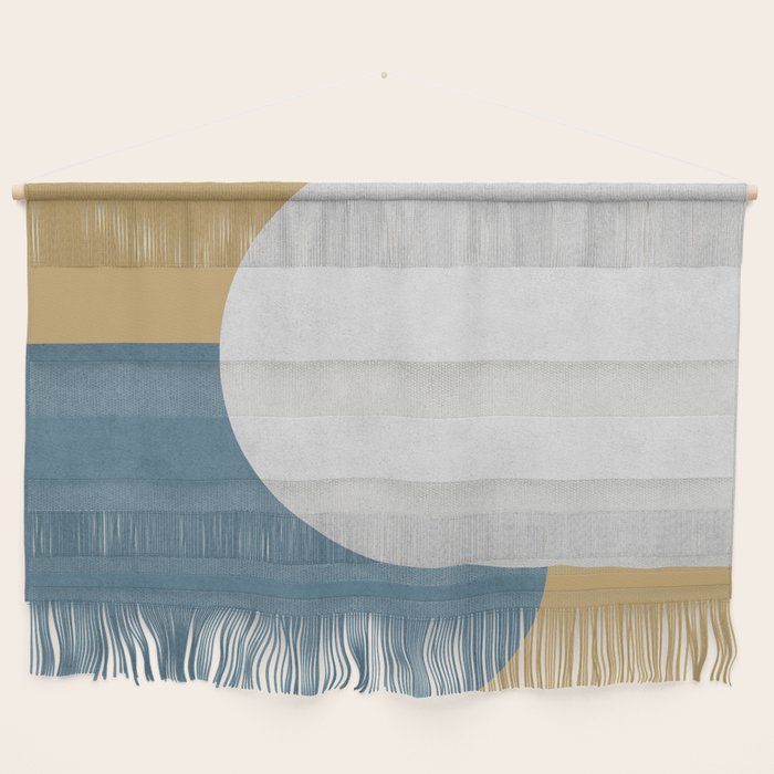 Halfmoon Colorblock - White Blue on Gold Wall Hanging Gallery Image 1