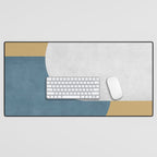 Halfmoon Colorblock - White Blue on Gold Desk Mat Gallery Image 1