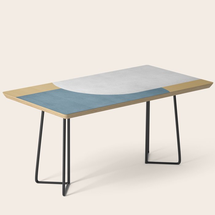 Halfmoon Colorblock - White Blue on Gold Coffee Table Gallery Image 1