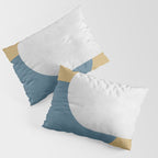 Halfmoon Colorblock - White Blue on Gold Pillow Sham Gallery Image 3