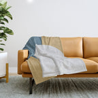Halfmoon Colorblock - White Blue on Gold Throw Blanket Gallery Image 1