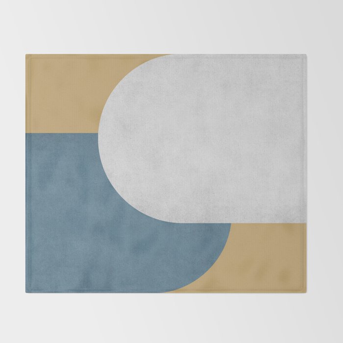 Halfmoon Colorblock - White Blue on Gold Throw Blanket Gallery Image 2