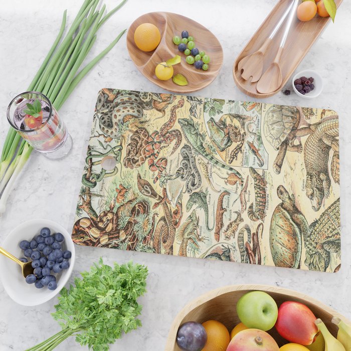 Reptiles II by Adolphe Millot // XL 19th Century Snakes Lizards Alligators Science Textbook Artwork Cutting Board Gallery Image 2
