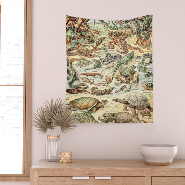 Reptiles II by Adolphe Millot // XL 19th Century Snakes Lizards Alligators Science Textbook Artwork Wall Tapestry Gallery Image 2