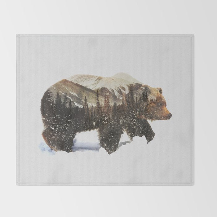 Arctic Grizzly Bear Throw Blanket Gallery Image 2