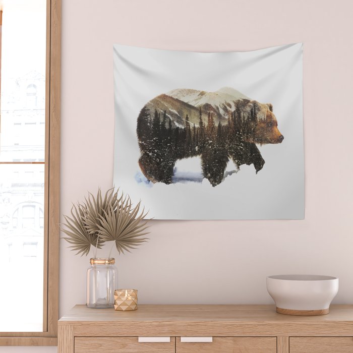 Arctic Grizzly Bear Wall Tapestry Gallery Image 2