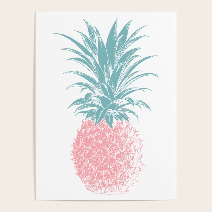 Simple Modern Boho Pineapple Drawing Poster Gallery Image 4