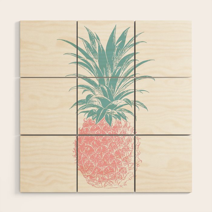 Simple Modern Boho Pineapple Drawing Wood Wall Art Gallery Image 1