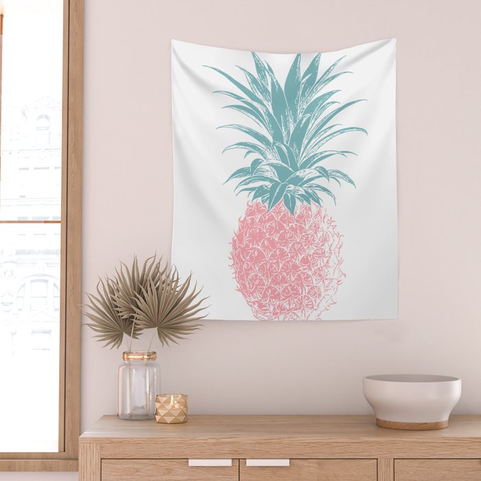 Simple Modern Boho Pineapple Drawing Wall Tapestry Gallery Image 2