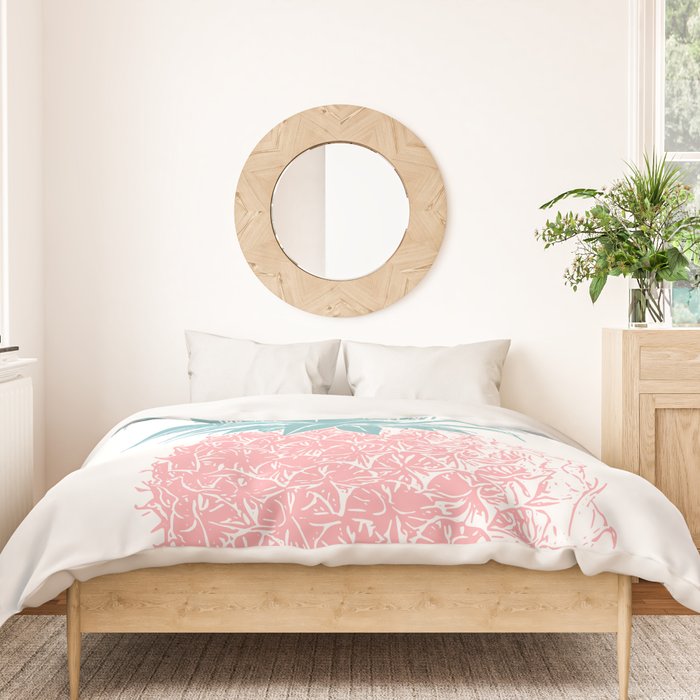 Simple Modern Boho Pineapple Drawing Duvet Cover Gallery Image 3