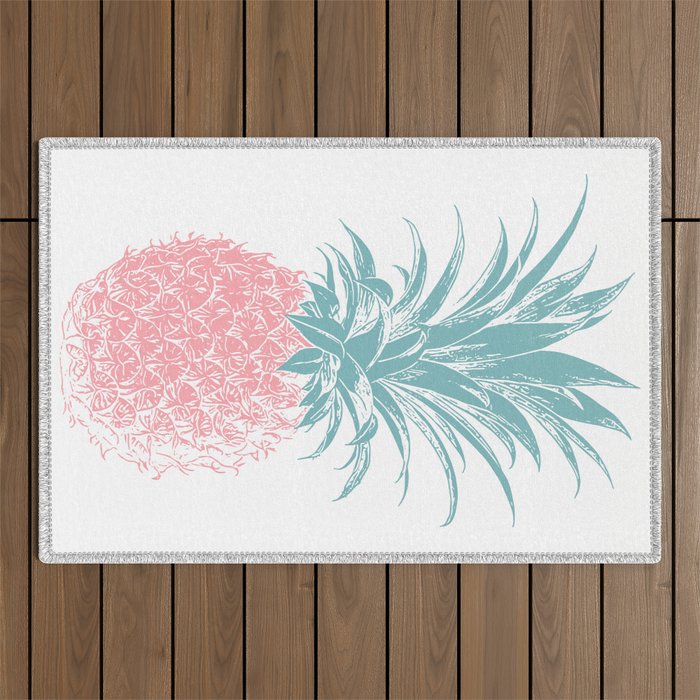 Simple Modern Boho Pineapple Drawing Outdoor Rug Gallery Image 1