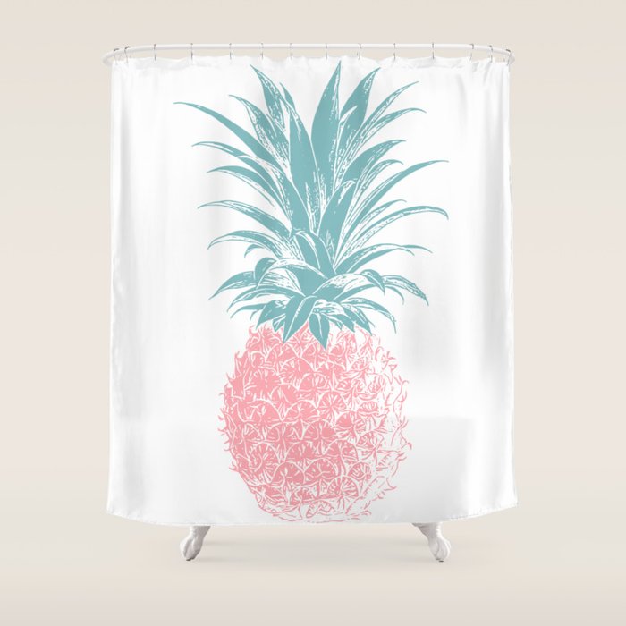 Simple Modern Boho Pineapple Drawing Shower Curtain Gallery Image 1