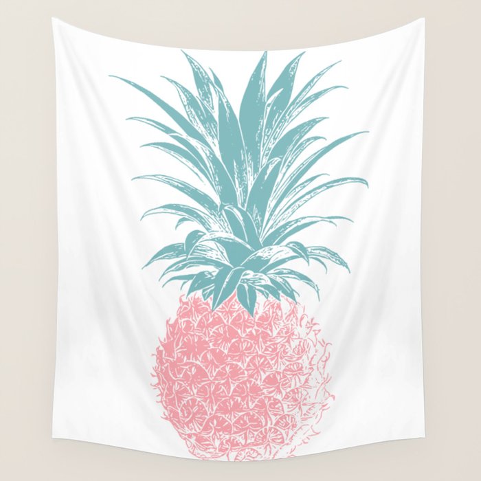Simple Modern Boho Pineapple Drawing Wall Tapestry Gallery Image 4