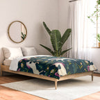 Unicorns on a dark background with a fairy forest Comforter Gallery Image 2