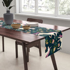 Unicorns on a dark background with a fairy forest Table Runner Gallery Image 2